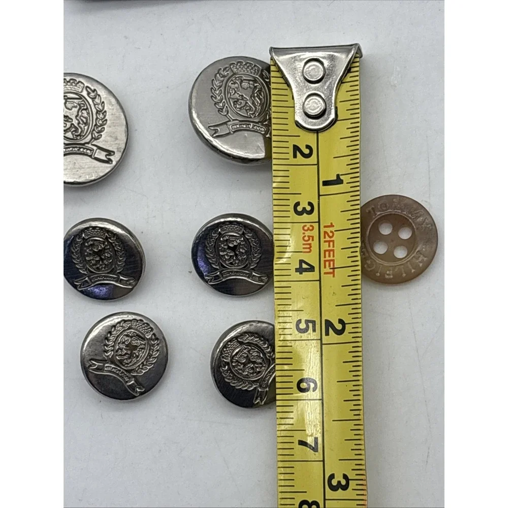 Tommy Hilfiger Blazer Button Set 11 Silver Coat Of Arms Logo Waterbury 1 Plastic